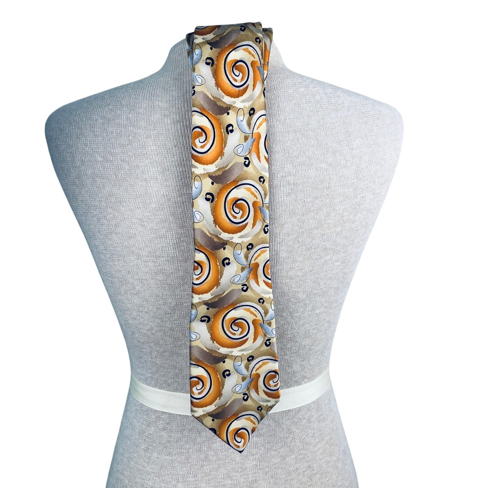 J Garcia Vid-Game Silk Tie Collection Fifty-Two Orange Tan Psychedelic Swirl